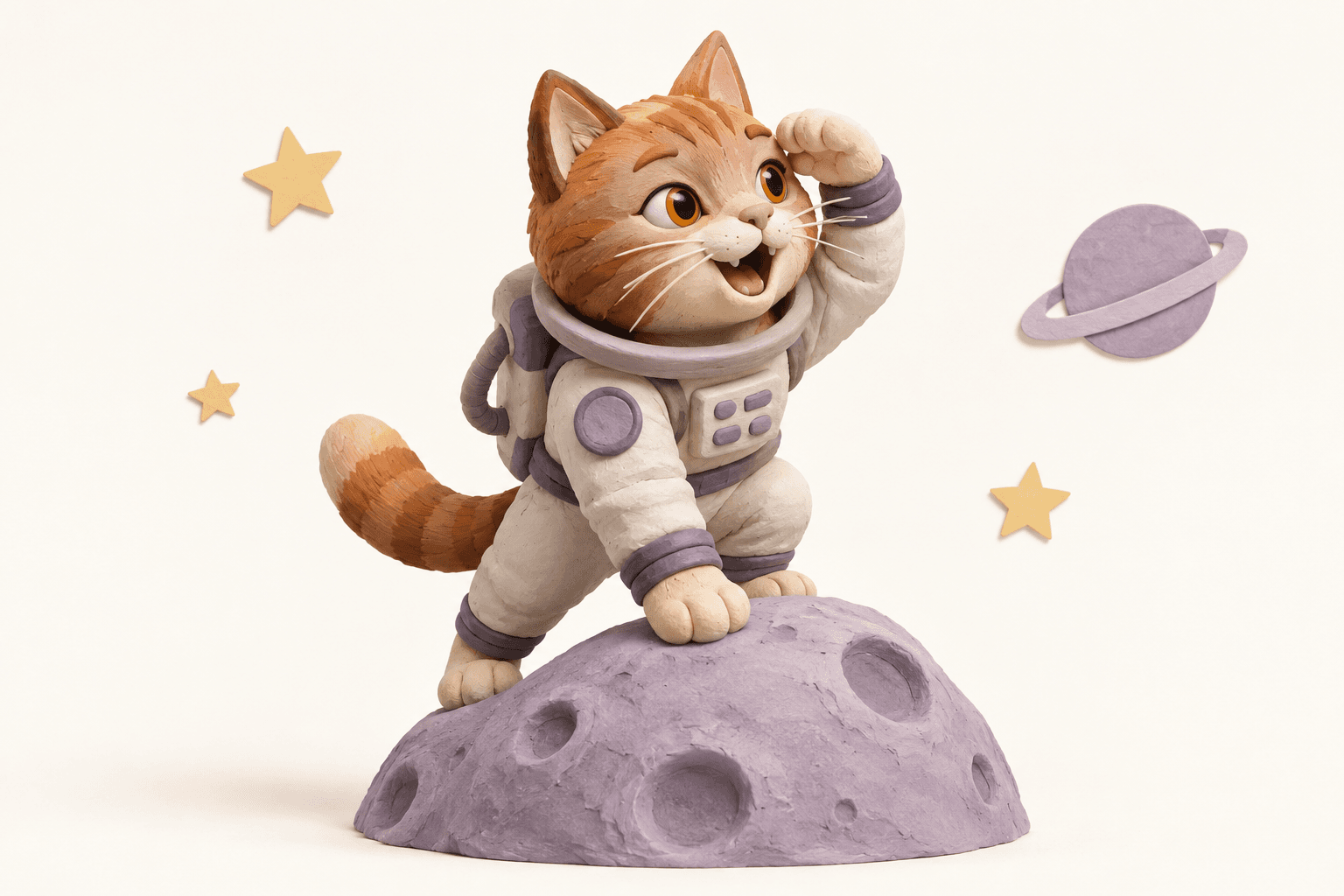 Illustrative creative cat portrait in an astronaut style